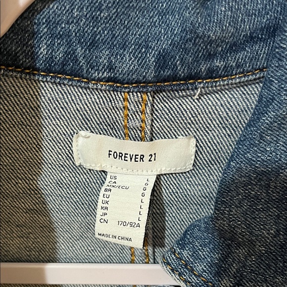 Forever 21 Blue Denim Jacket with Gold Detail Large - Picture 2 of 5